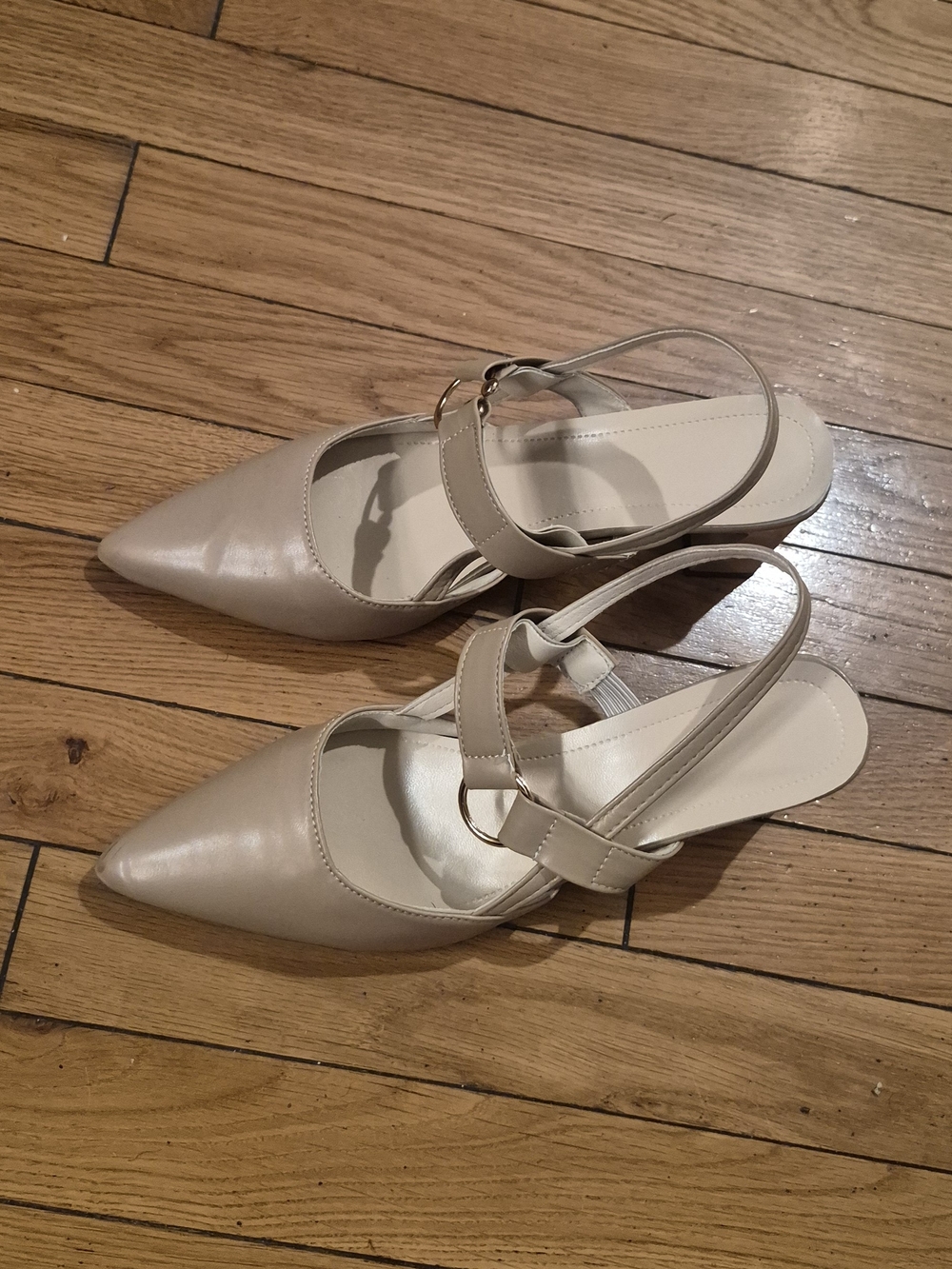 Women's Pointed-Toe Slingback Heels in Light Beige